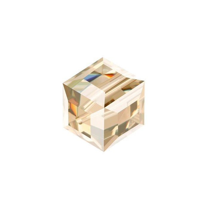 PRESTIGE Crystal, #5601 Faceted Cube Bead 8mm, Crystal Golden Shadow (1 Piece)