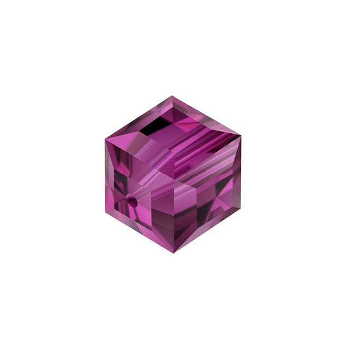 PRESTIGE Crystal, #5601 Faceted Cube Bead 8mm, Fuchsia (1 Piece)
