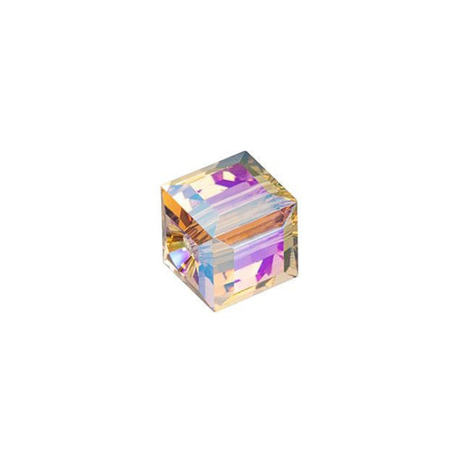 PRESTIGE Crystal, #5601 Faceted Cube Bead 6mm, Light Colorado Topaz Shimmer B (1 Piece)