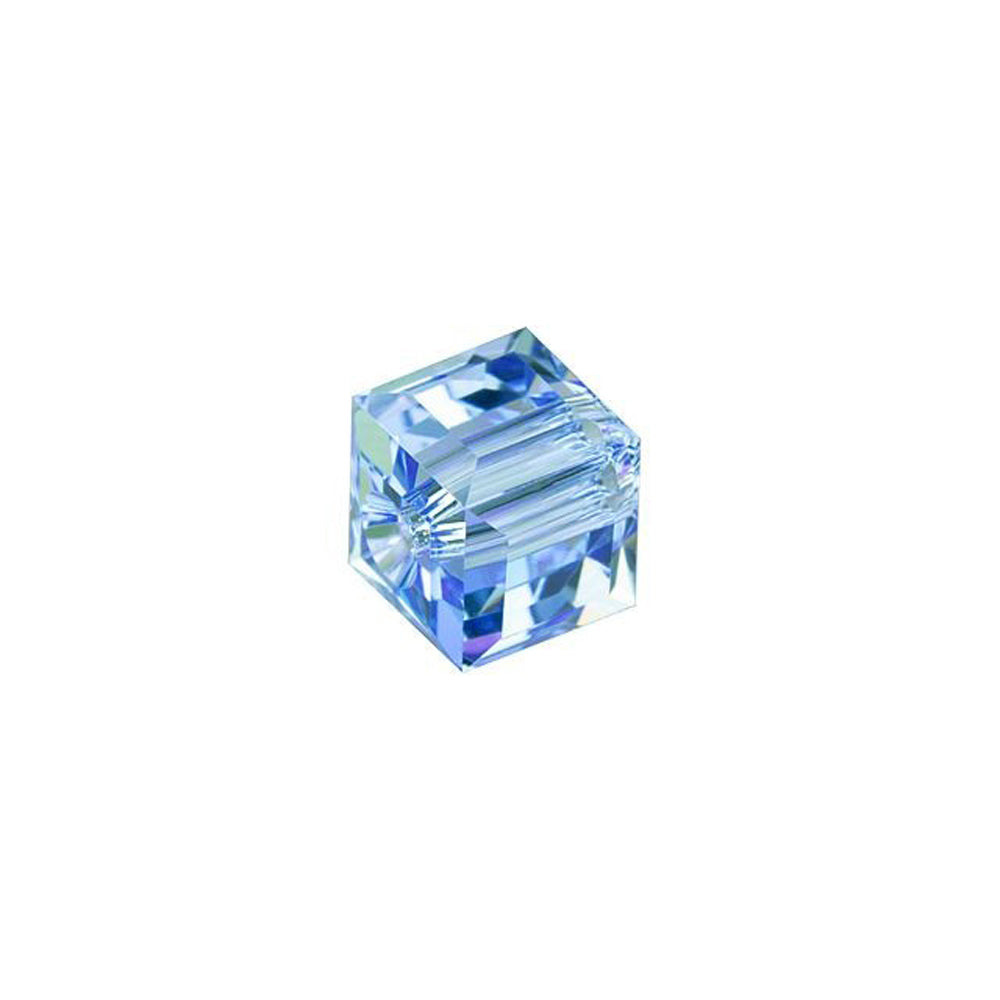 PRESTIGE Crystal, #5601 Faceted Cube Bead 6mm, Light Sapphire Shimmer B (1 Piece)