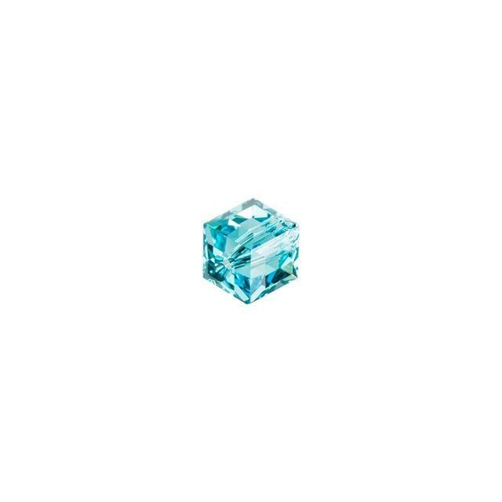 PRESTIGE Crystal, #5601 Faceted Cube Bead 4mm, Light Turquoise (1 Piece)