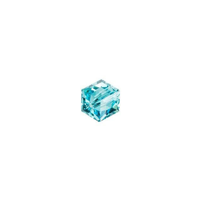 PRESTIGE Crystal, #5601 Faceted Cube Bead 4mm, Light Turquoise (1 Piece)