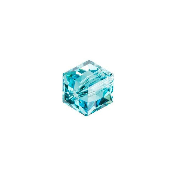 PRESTIGE Crystal, #5601 Faceted Cube Bead 6mm, Light Turquoise (1 Piece)