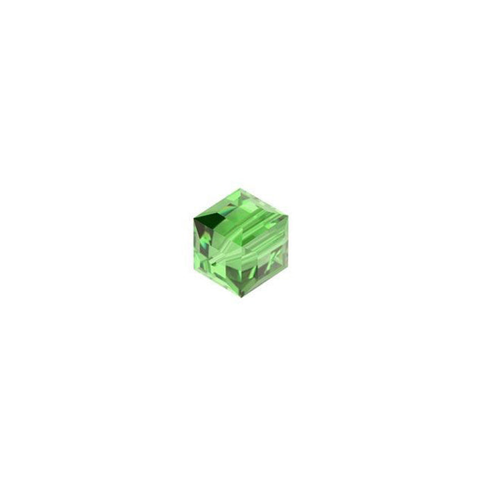 PRESTIGE Crystal, #5601 Faceted Cube Bead 4mm, Peridot (1 Piece)