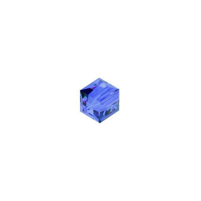 PRESTIGE Crystal, #5601 Faceted Cube Bead 4mm, Sapphire (1 Piece)