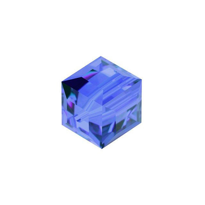 PRESTIGE Crystal, #5601 Faceted Cube Bead 8mm, Sapphire (1 Piece)