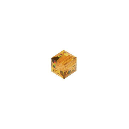 PRESTIGE Crystal, #5601 Faceted Cube Bead 4mm, Topaz (1 Piece)