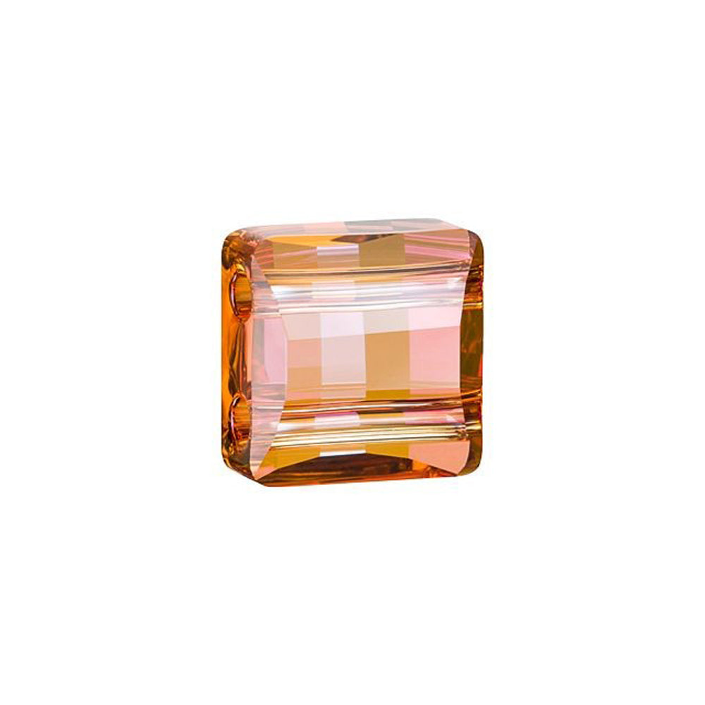 PRESTIGE Crystal, #5625 Square Stairway 2-Hole Bead 10mm, Crystal Copper (1 Piece)