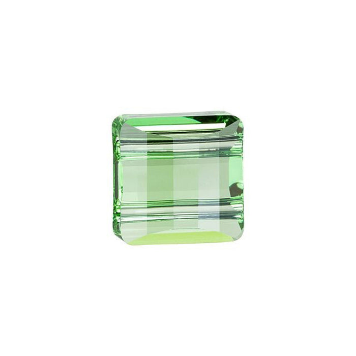 PRESTIGE Crystal, #5625 Square Stairway 2-Hole Bead 10mm, Peridot (1 Piece)