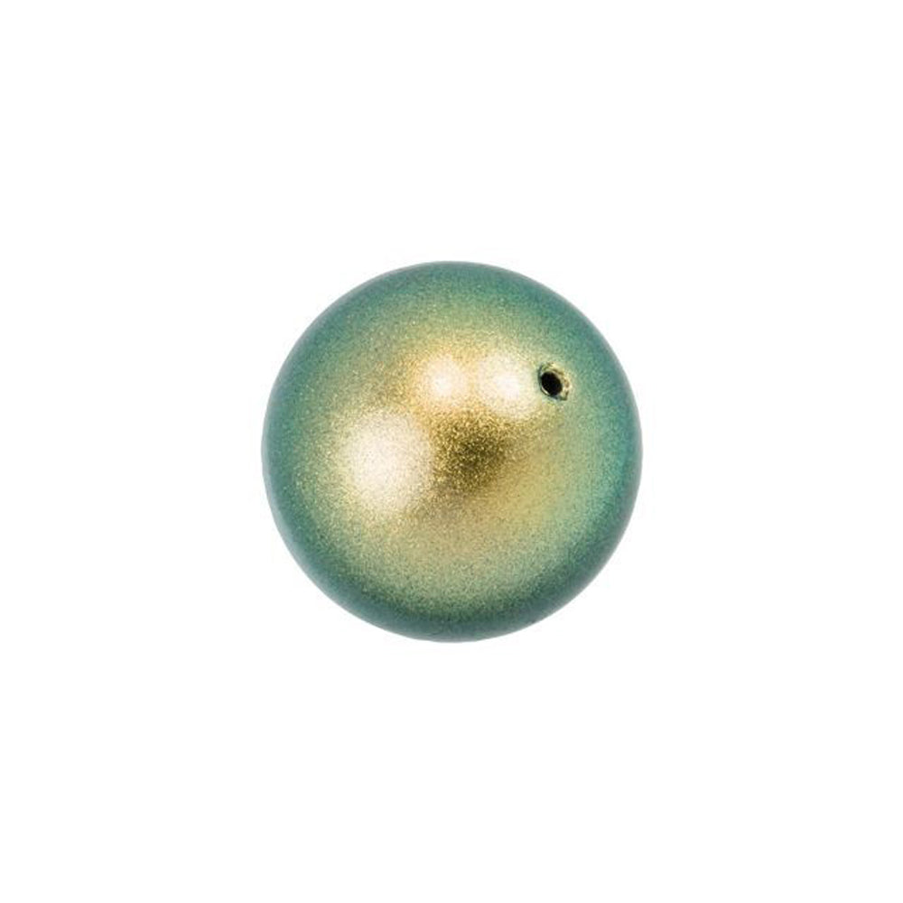 PRESTIGE Crystal, #5810 Round Pearl Bead 10mm, Iridescent Green (1 Piece)