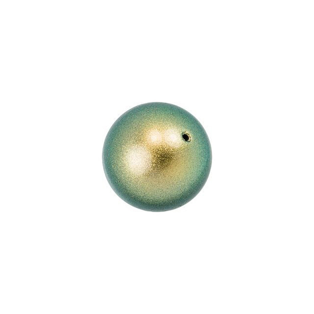PRESTIGE Crystal, #5818 Round Half-Drilled Pearl Bead 8mm, Iridescent Green (1 Piece)