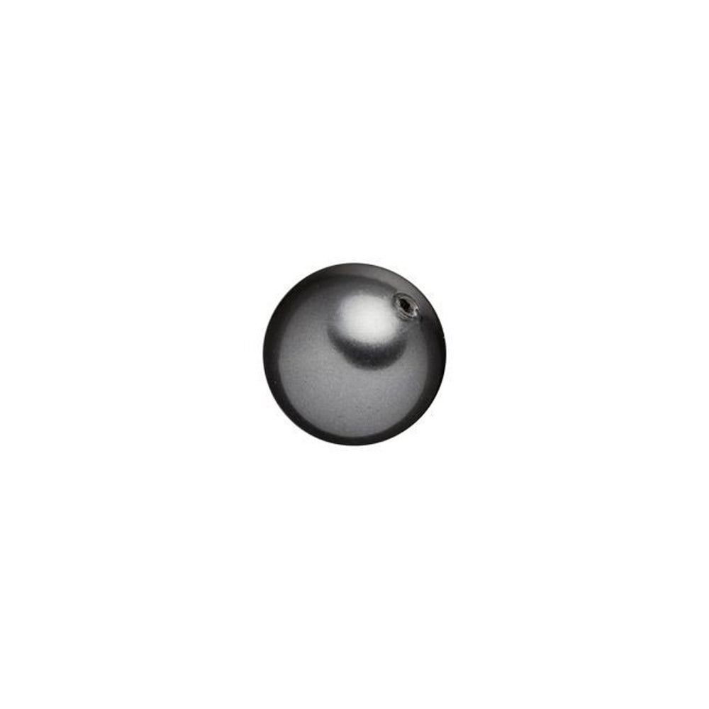 PRESTIGE Crystal, #5818 Round Half-Drilled Pearl Bead 6mm, Dark Grey (1 Piece)