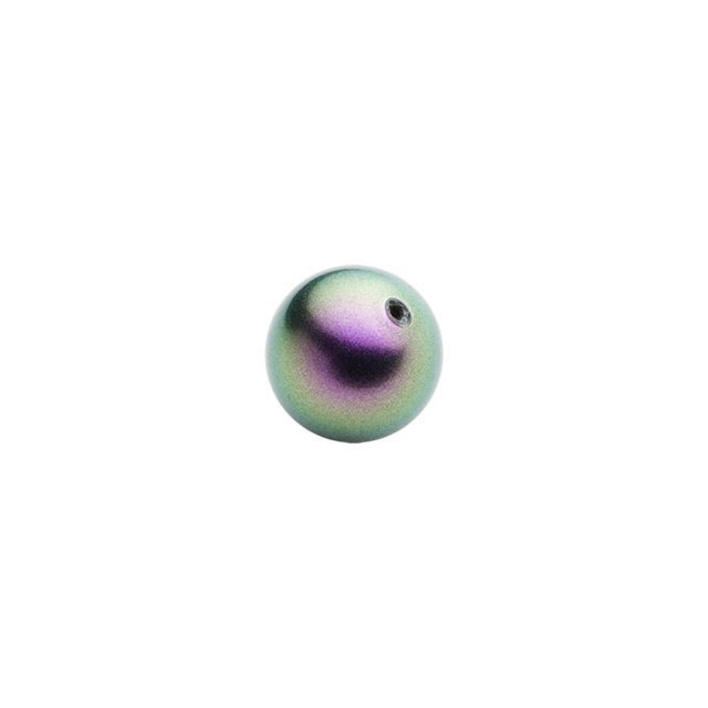 PRESTIGE Crystal, #5818 Round Half-Drilled Pearl Bead 6mm, Iridescent Purple (1 Piece)