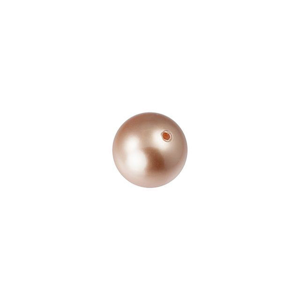 PRESTIGE Crystal, #5818 Round Half-Drilled Pearl Bead 6mm, Rose Gold (1 Piece)