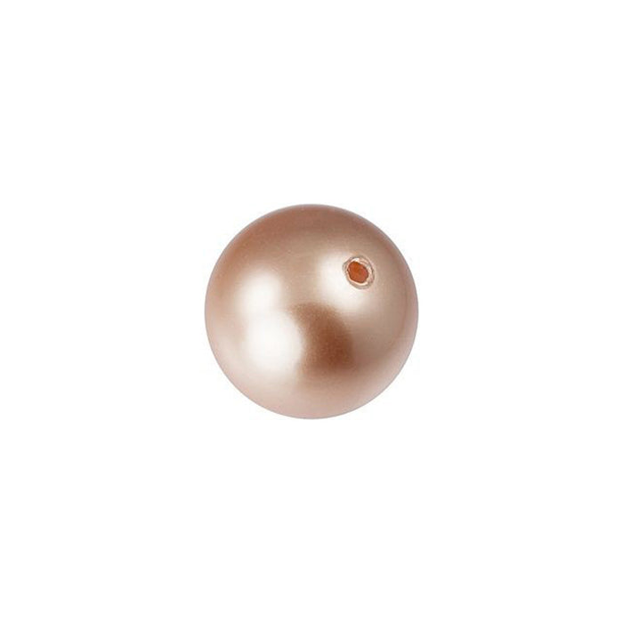 PRESTIGE Crystal, #5818 Round Half-Drilled Pearl Bead 8mm, Rose Gold (1 Piece)