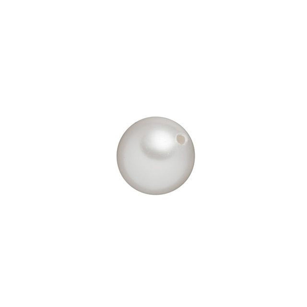PRESTIGE Crystal, #5818 Round Half-Drilled Pearl Bead 6mm, White (1 Piece)