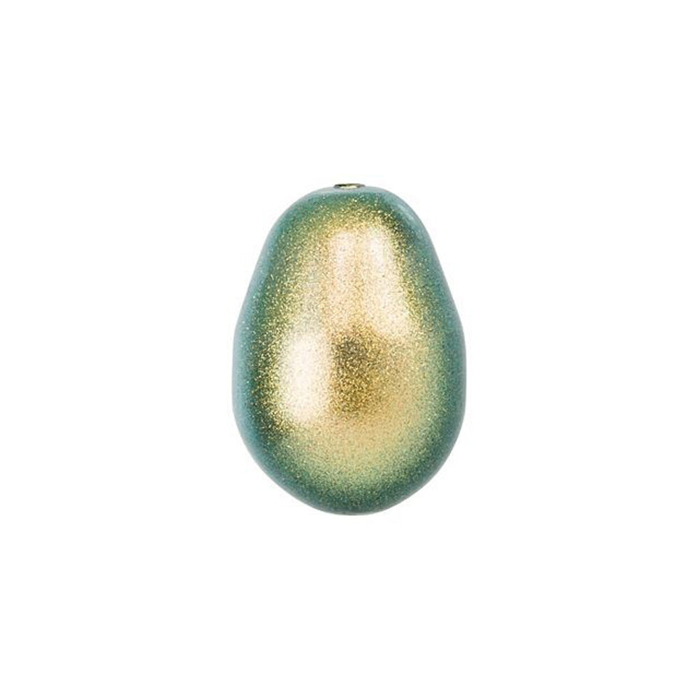 PRESTIGE Crystal, #5821 Pear-Shaped Pearl Bead 11x8mm, Iridescent Green (1 Piece)