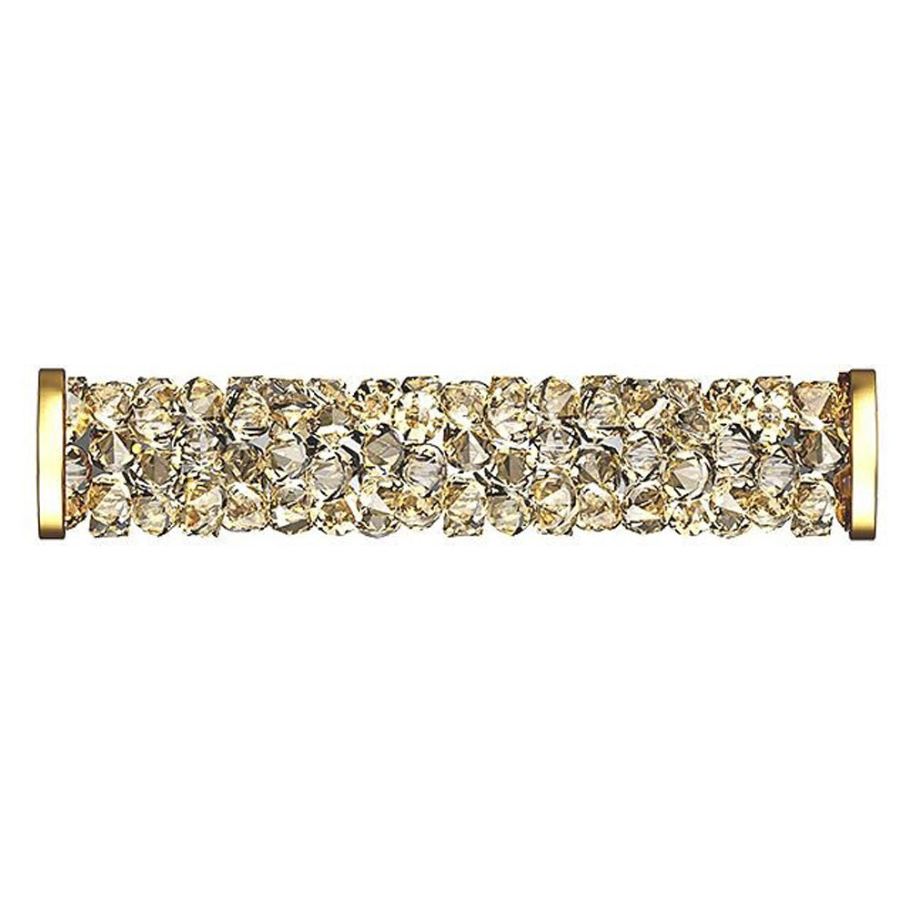 PRESTIGE Crystal, #5950 Fine Rocks Tube Bead with End Caps 30mm, Crystal Golden Shadow / Gold Finish (1 Piece)