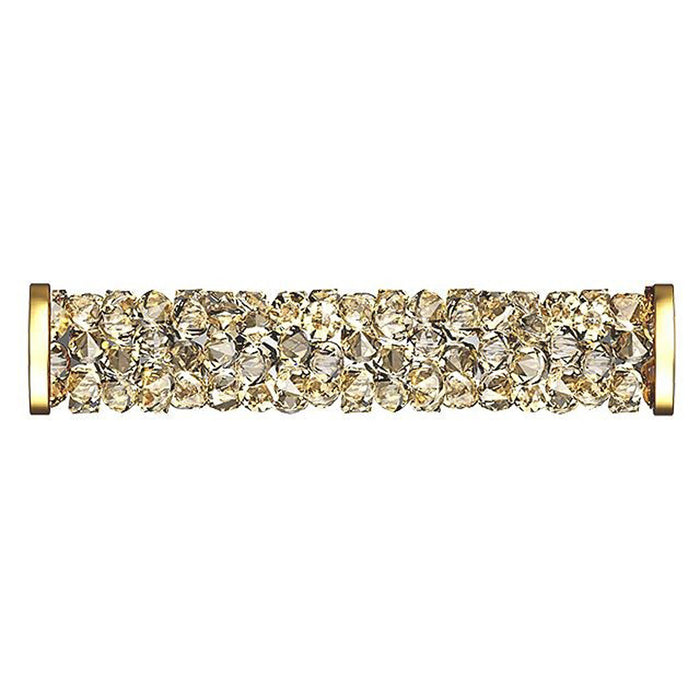 PRESTIGE Crystal, #5950 Fine Rocks Tube Bead with End Caps 30mm, Crystal Golden Shadow / Gold Finish (1 Piece)