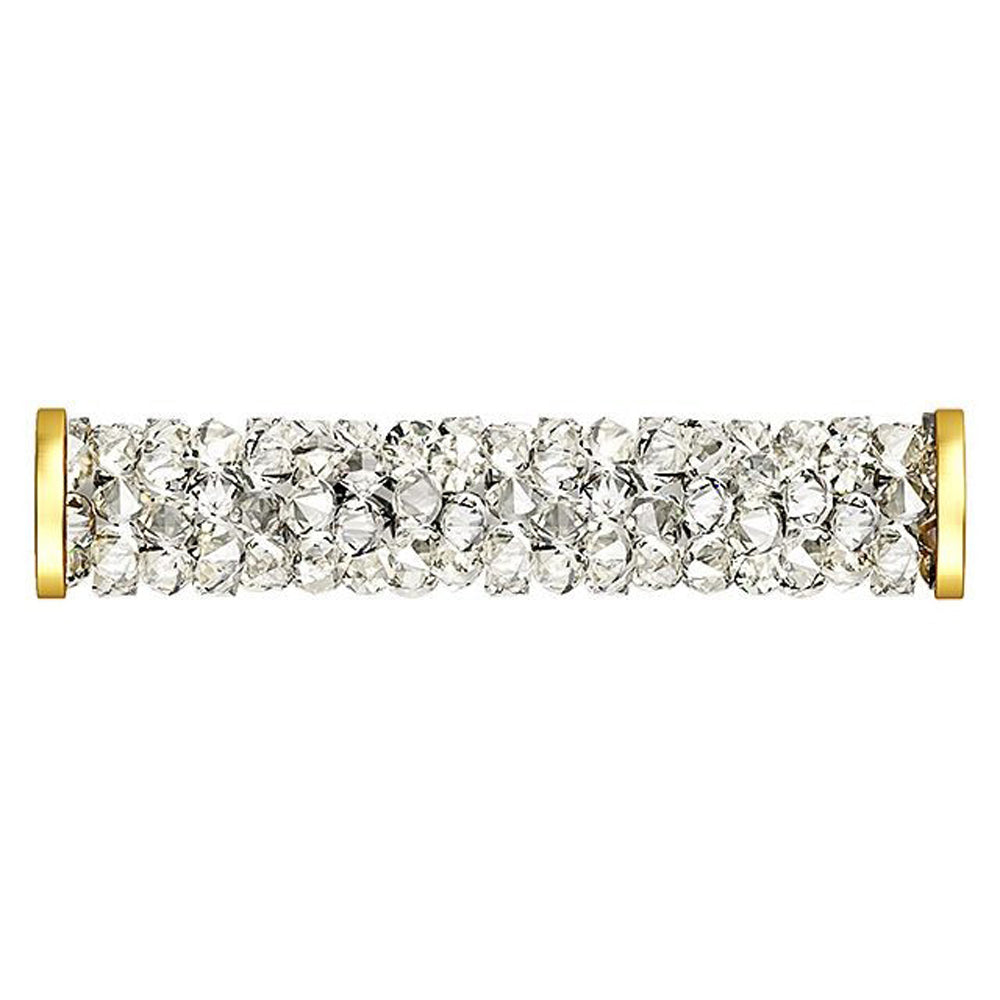 PRESTIGE Crystal, #5950 Fine Rocks Tube Bead with End Caps 30mm, Crystal Moonlight / Gold Finish (1 Piece)