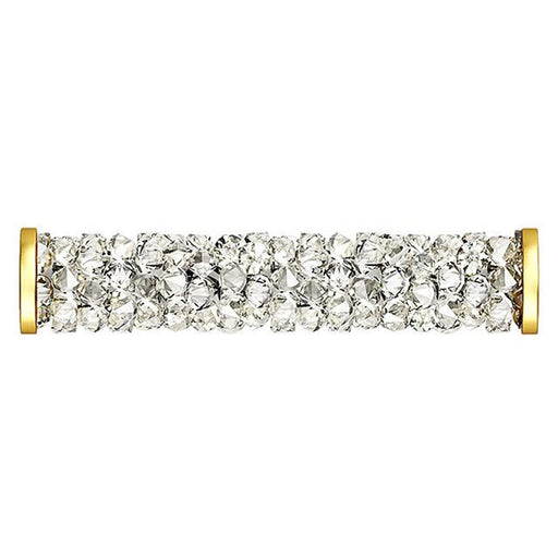 PRESTIGE Crystal, #5950 Fine Rocks Tube Bead with End Caps 30mm, Crystal Moonlight / Gold Finish (1 Piece)