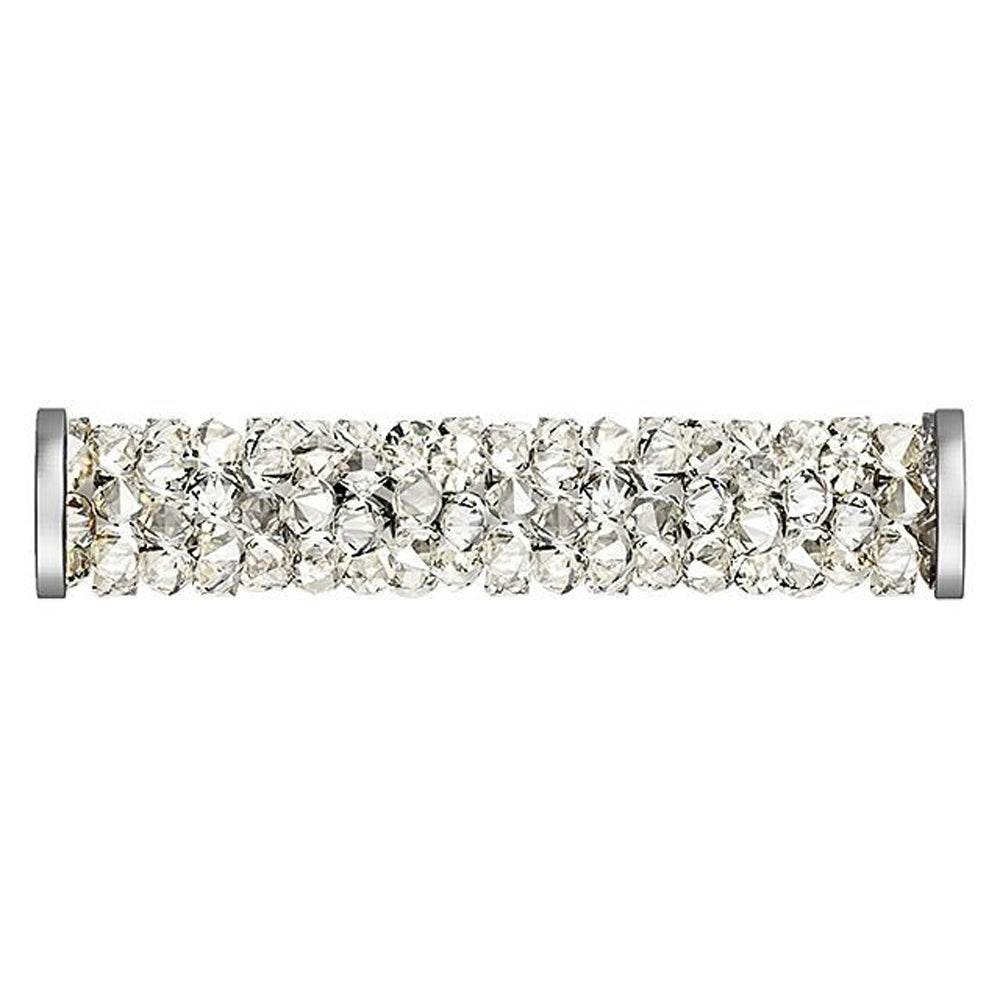 PRESTIGE Crystal, #5950 Fine Rocks Tube Bead with End Caps 30mm, Moonlight / Stainless Steel (1 Piece)