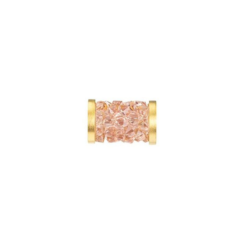 PRESTIGE Crystal, #5950 Fine Rocks Tube Bead with End Caps 8mm, Vintage Rose / Gold Finish (1 Piece)