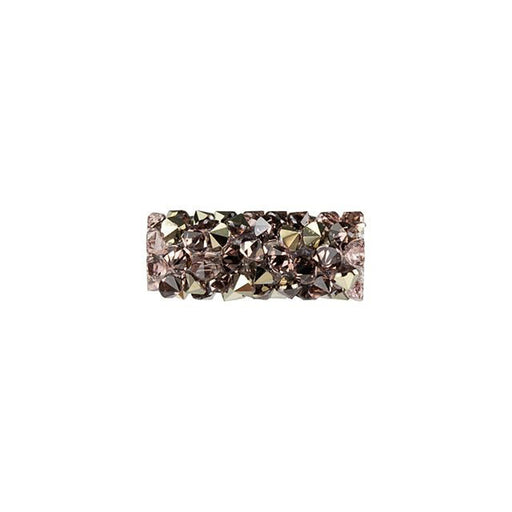 PRESTIGE Crystal, #5951 Fine Rocks Tube Bead without End Caps 15mm, Vintage Rose / Metallic Light Gold (1 Piece)