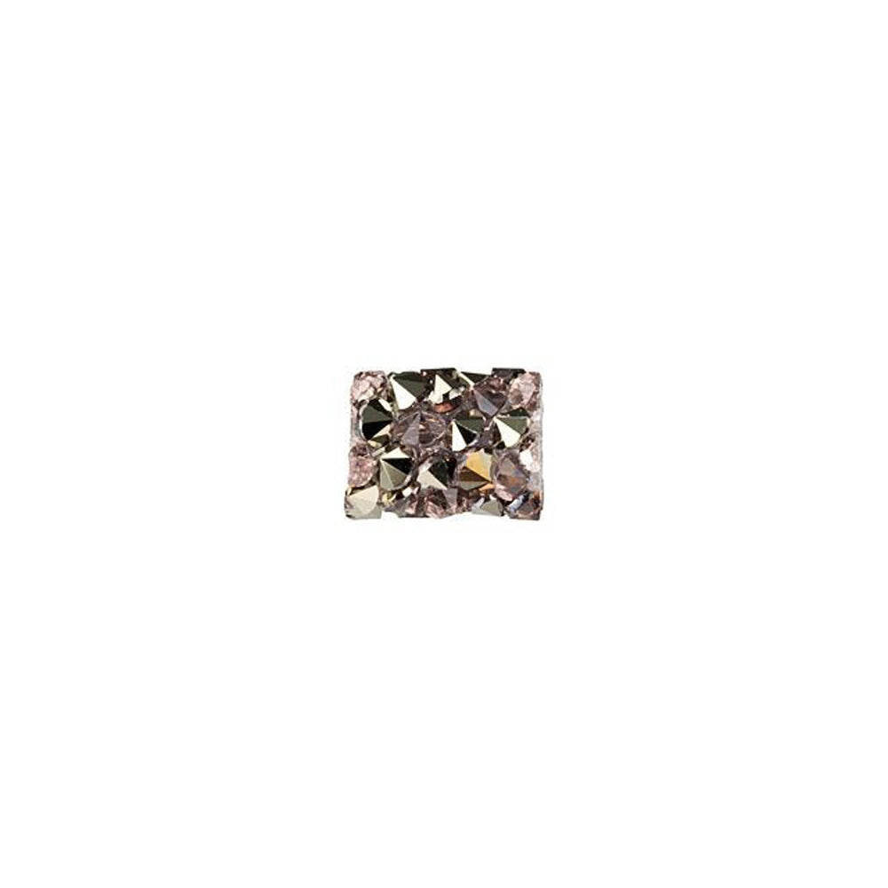 PRESTIGE Crystal, #5951 Fine Rocks Tube Bead without End Caps 8mm, Vintage Rose / Metallic Light Gold (1 Piece)