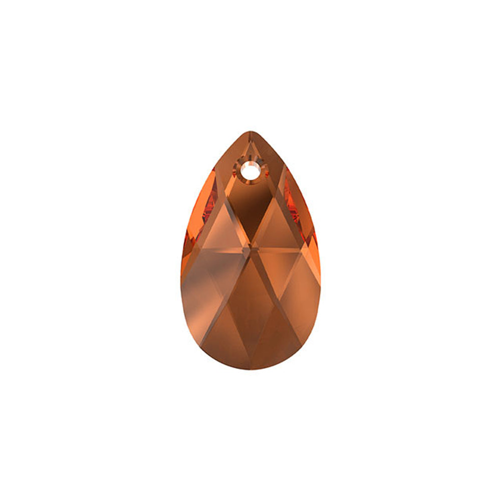 PRESTIGE Crystal, #6106 Pear-Shaped Pendant 22mm, Smoked Amber (1 Piece)