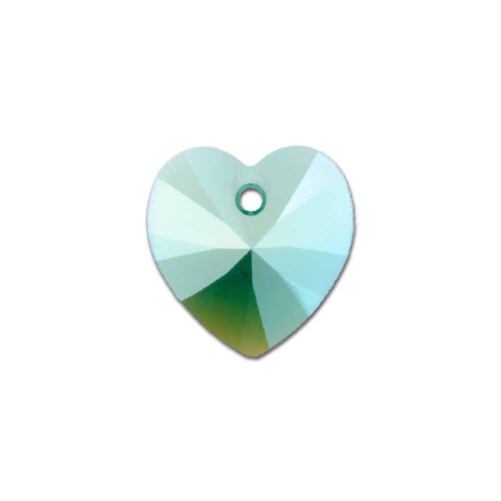 PRESTIGE Crystal, #6228 Heart Pendant 14mm, Emerald Shimmer (1 Piece)