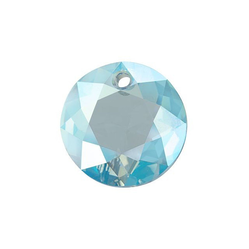 PRESTIGE Crystal, #6430 Round Classic Cut Pendant 14mm, Aquamarine Shimmer (1 Piece)