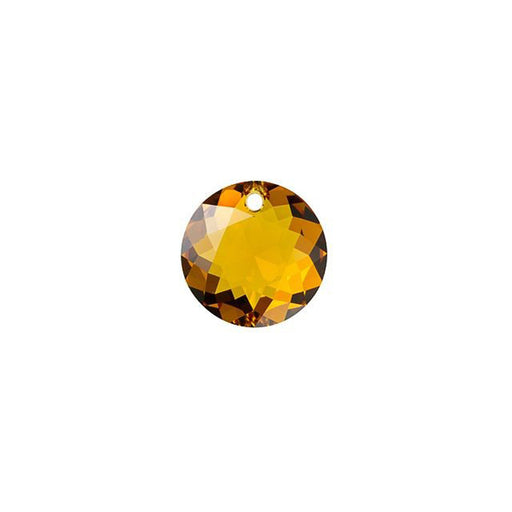 PRESTIGE Crystal, #6430 Round Classic Cut Pendant 8mm, Topaz (1 Piece)