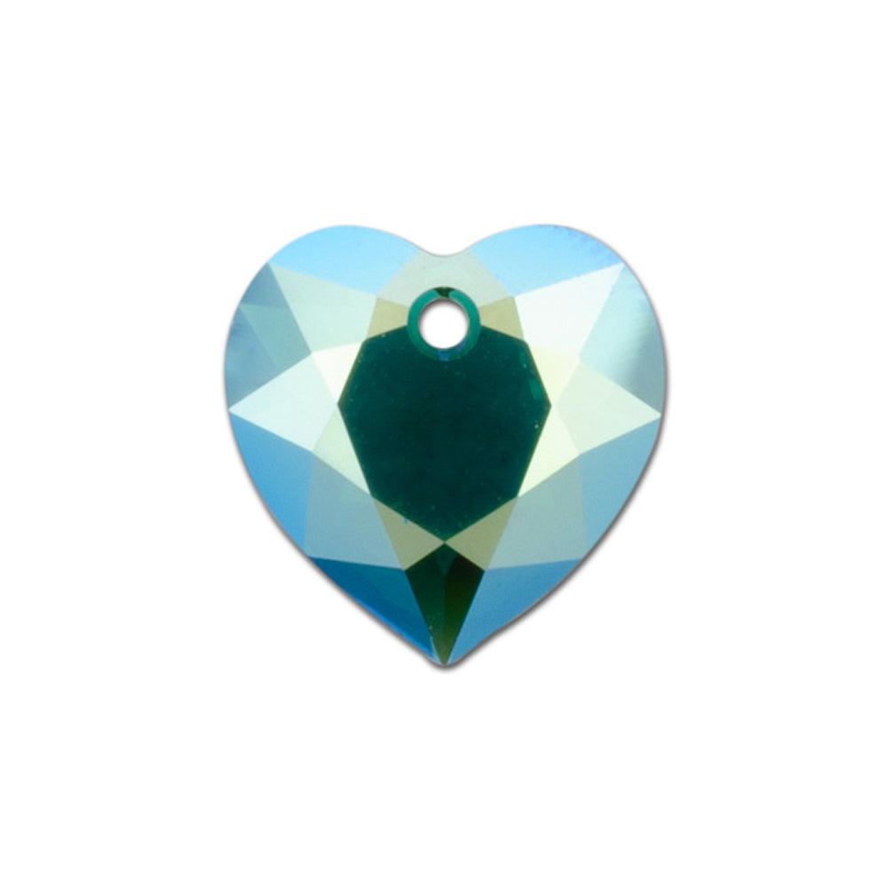 PRESTIGE Crystal, #6432 Heart Cut Pendant 15mm, Emerald Shimmer (1 Piece)