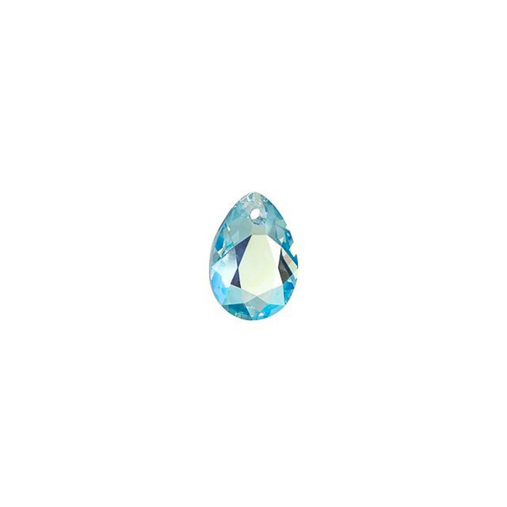 PRESTIGE Crystal, #6433 Pear Cut Pendant 9mm, Aquamarine Shimmer (1 Piece)