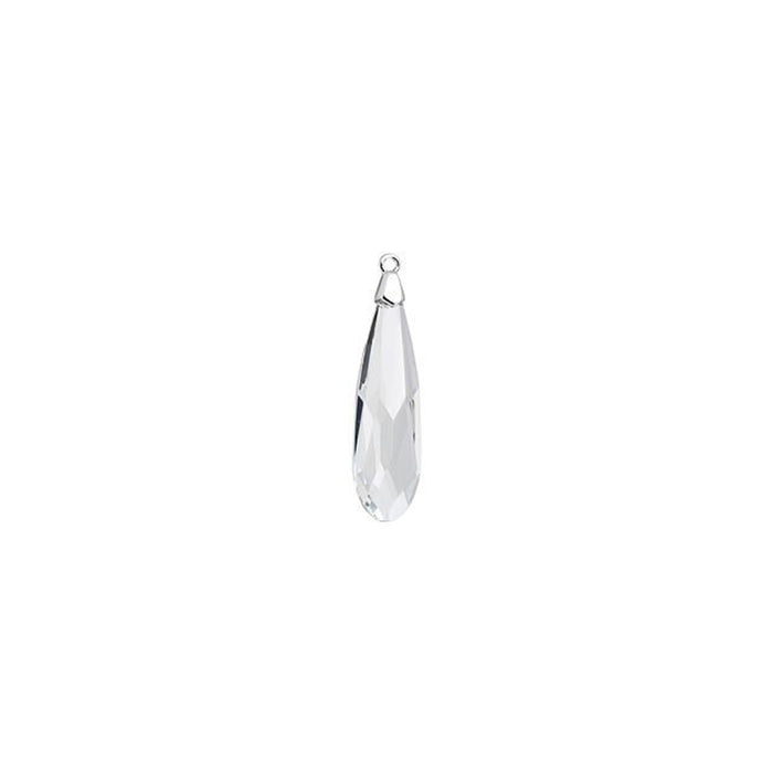 PRESTIGE Crystal, #6533 17.5mm Raindrop Pendant with Rhodium Plated Bail, Jet (1 Piece)