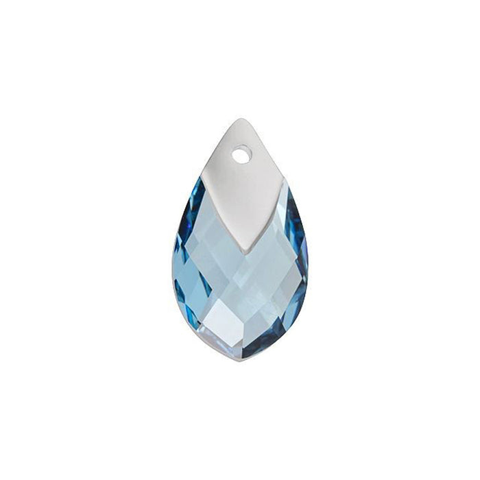 PRESTIGE Crystal, #6565 Metallic Cap Pear-Shaped Pendant 18mm, Aquamarine / Light Chrome (1 Piece)