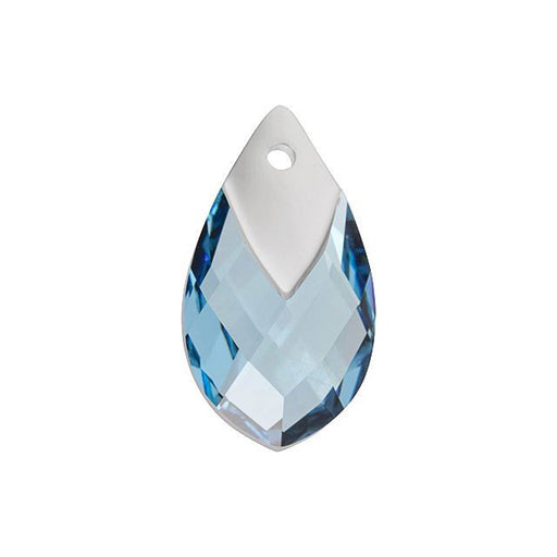 PRESTIGE Crystal, #6565 Metallic Cap Pear-Shaped Pendant 22mm, Aquamarine / Light Chrome (1 Piece)