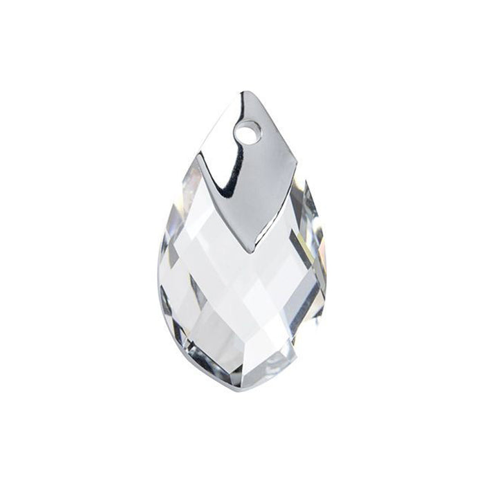 PRESTIGE Crystal, #6565 Metallic Cap Pear-Shaped Pendant 22mm, Crystal / Light Chrome (1 Piece)
