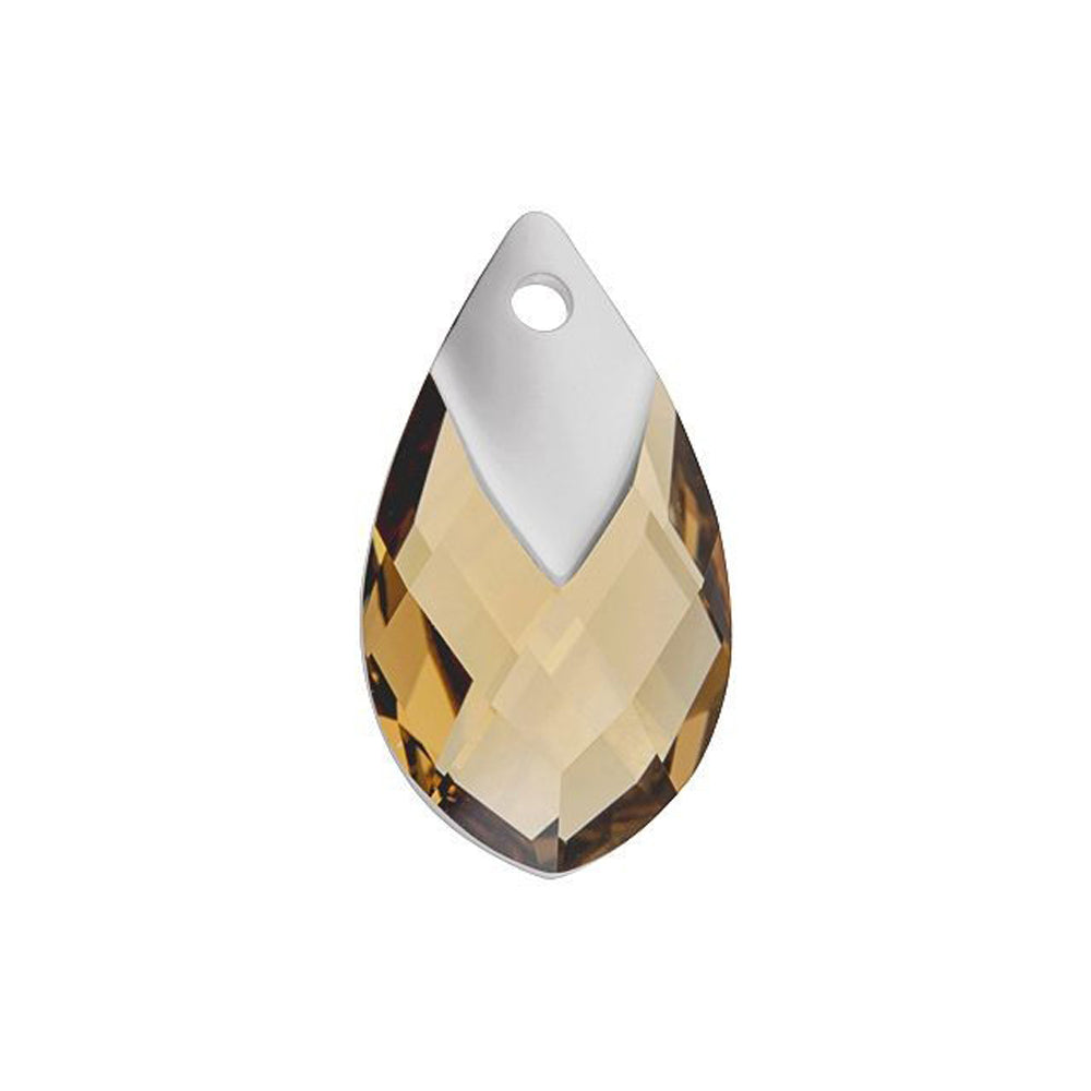 PRESTIGE Crystal, #6565 Metallic Cap Pear-Shaped Pendant 22mm, Light Colorado Topaz / Light Chrome (1 Piece)