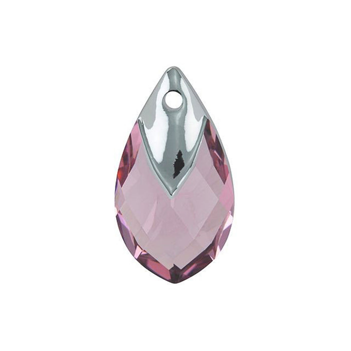 PRESTIGE Crystal, #6565 Metallic Cap Pear-Shaped Pendant 22mm, Light Rose / Light Chrome (1 Piece)