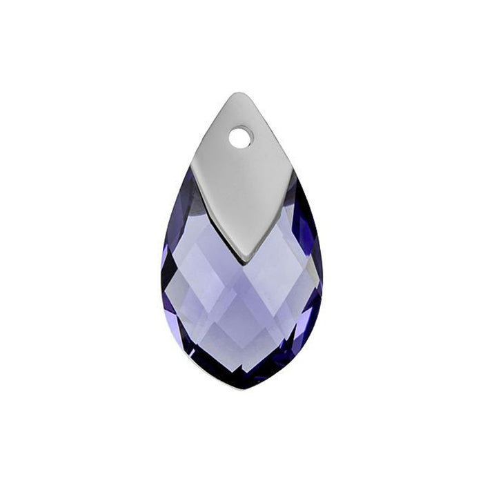 PRESTIGE Crystal, #6565 Metallic Cap Pear-Shaped Pendant 22mm, Tanzanite / Light Chrome (1 Piece)