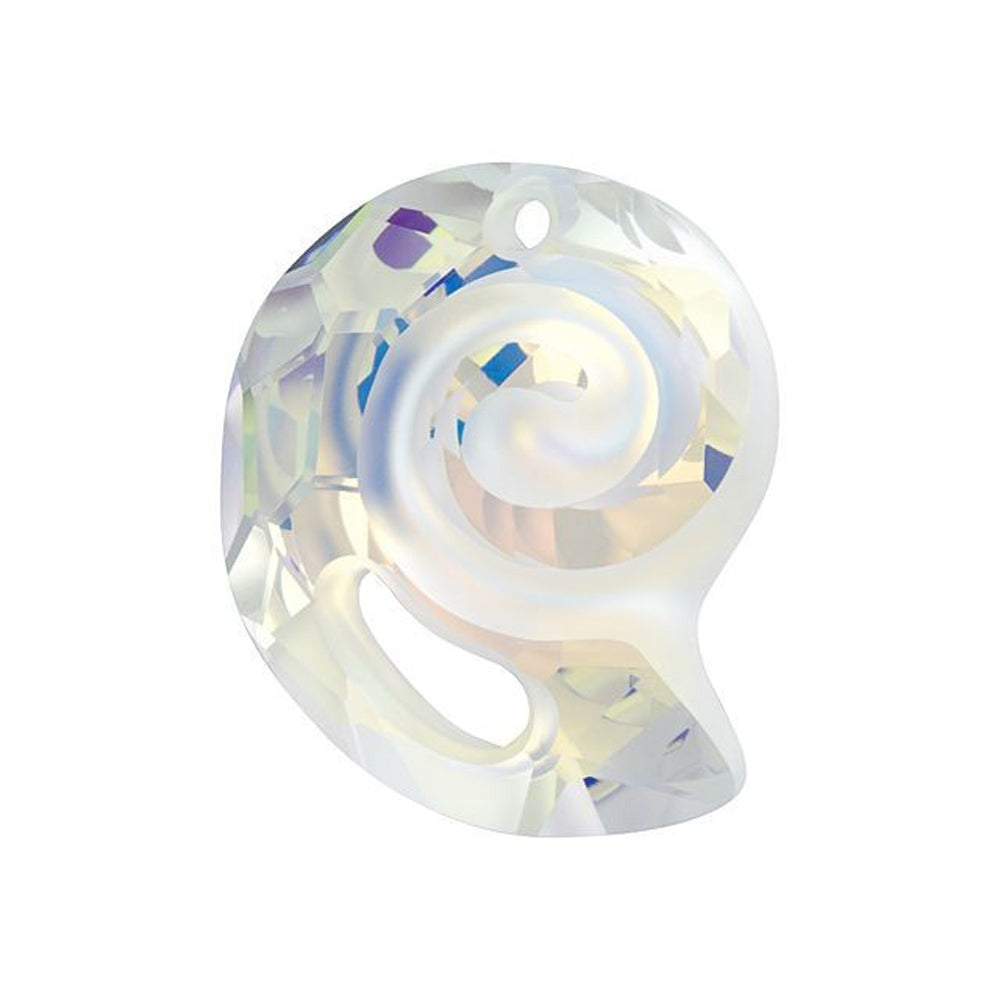 PRESTIGE Crystal, #6731 Twisted Shell Pendant 28mm, Partly Frosted Crystal AB (1 Piece)