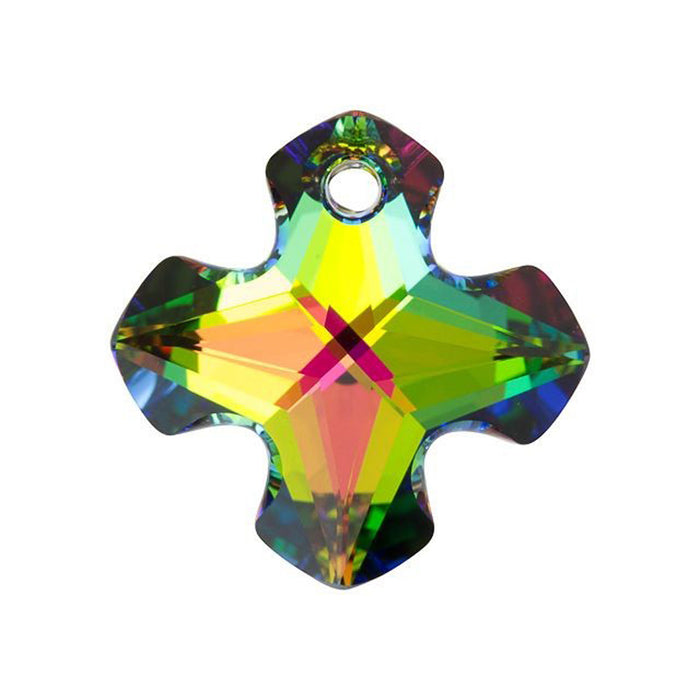 PRESTIGE Crystal, #6867 Greek Cross Pendant 18mm, Crystal Vitrail Medium (1 Piece)
