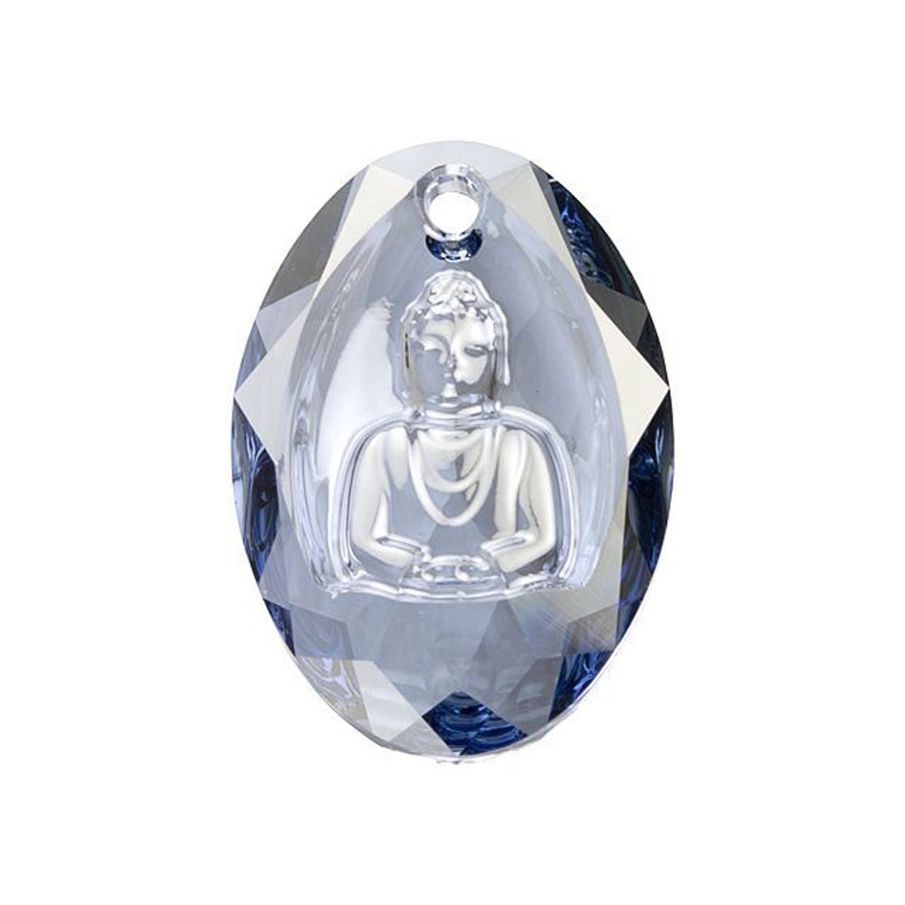 PRESTIGE Crystal, #6871 Buddha Pendant 28mm, Crystal Blue Shade (1 Piece)