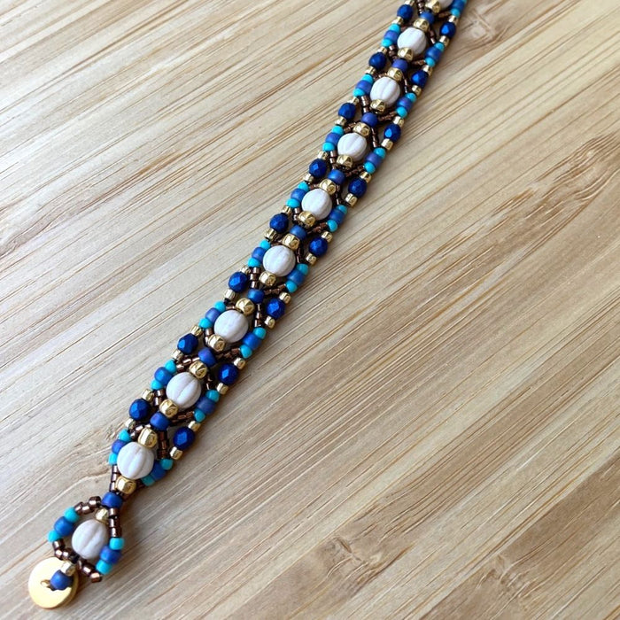 Beaded Bracelet Pattern -sparkling blue oval Bracelet Tutorial - Beading  Jewelry PDF Tutorial, Digital Download