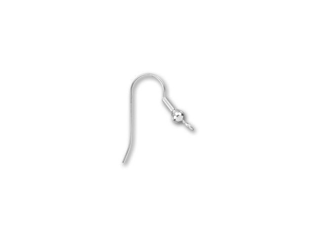 Earring Findings, Earwire with Ball and Coil 19.5mm, Silver Plated (50 Pairs)