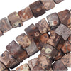 Gemstone Beads, Leopard Jasper, Square Cube 4mm, Brown (16 Inch Strand)
