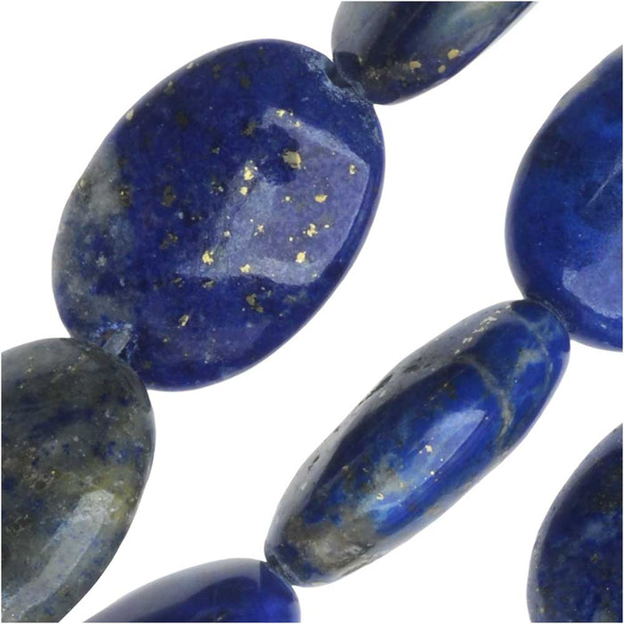 Gemstone Beads, Lapis Lazuli, Oval 14x10mm, Blue (15.5 Inch Strand)