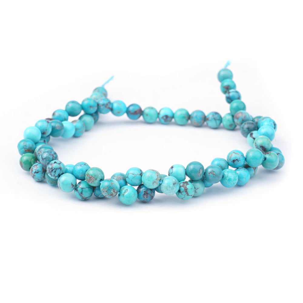 Dakota Stones Gemstone Beads, Hubei Turquoise Blue Green AA Grade, Round 5mm (15 Inch Strand)